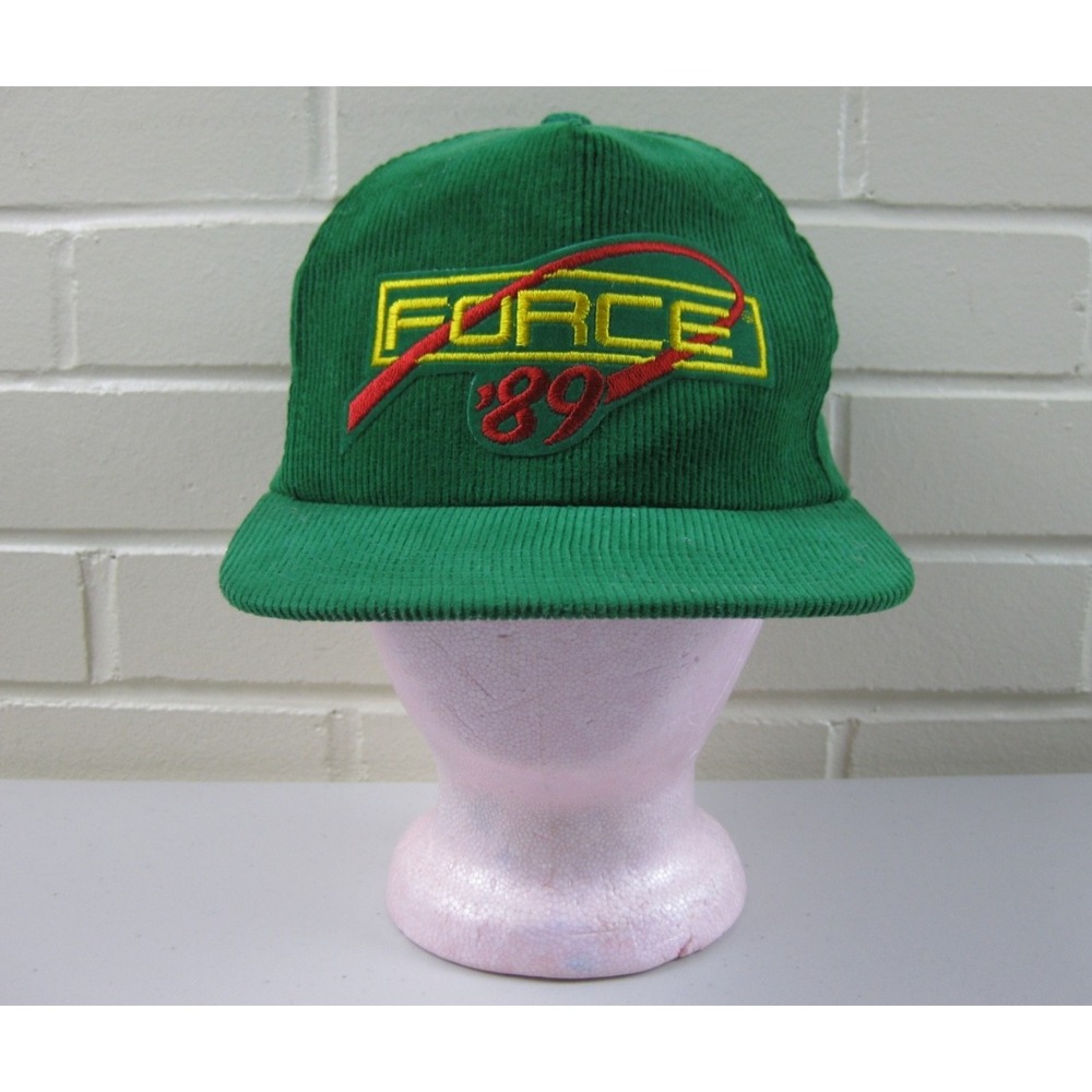 Vintage 80s Force '89 Corduroy Trucker Hat Snapback Cap Embroidered Yupoong